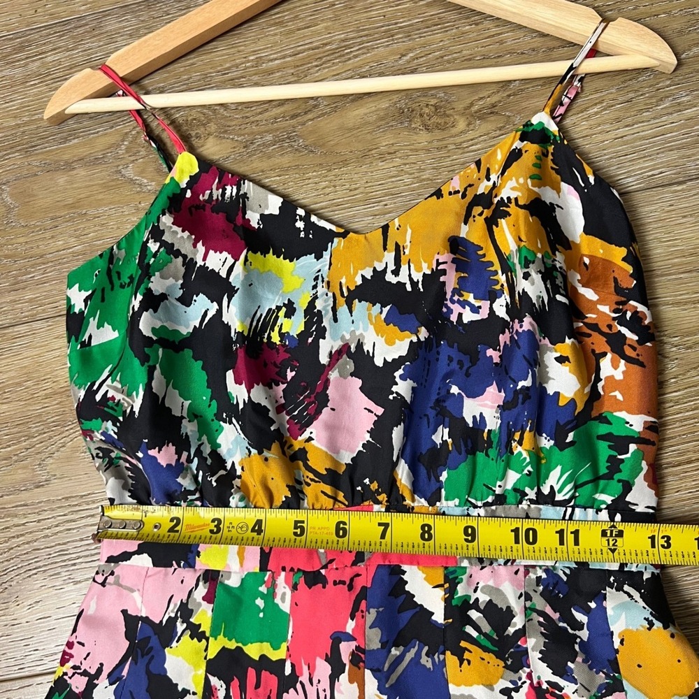 J.Crew Silk Women's Abstract Painterly Print Midi Dress Multicolor V-Neck Size 0 - Picture 9 of 13